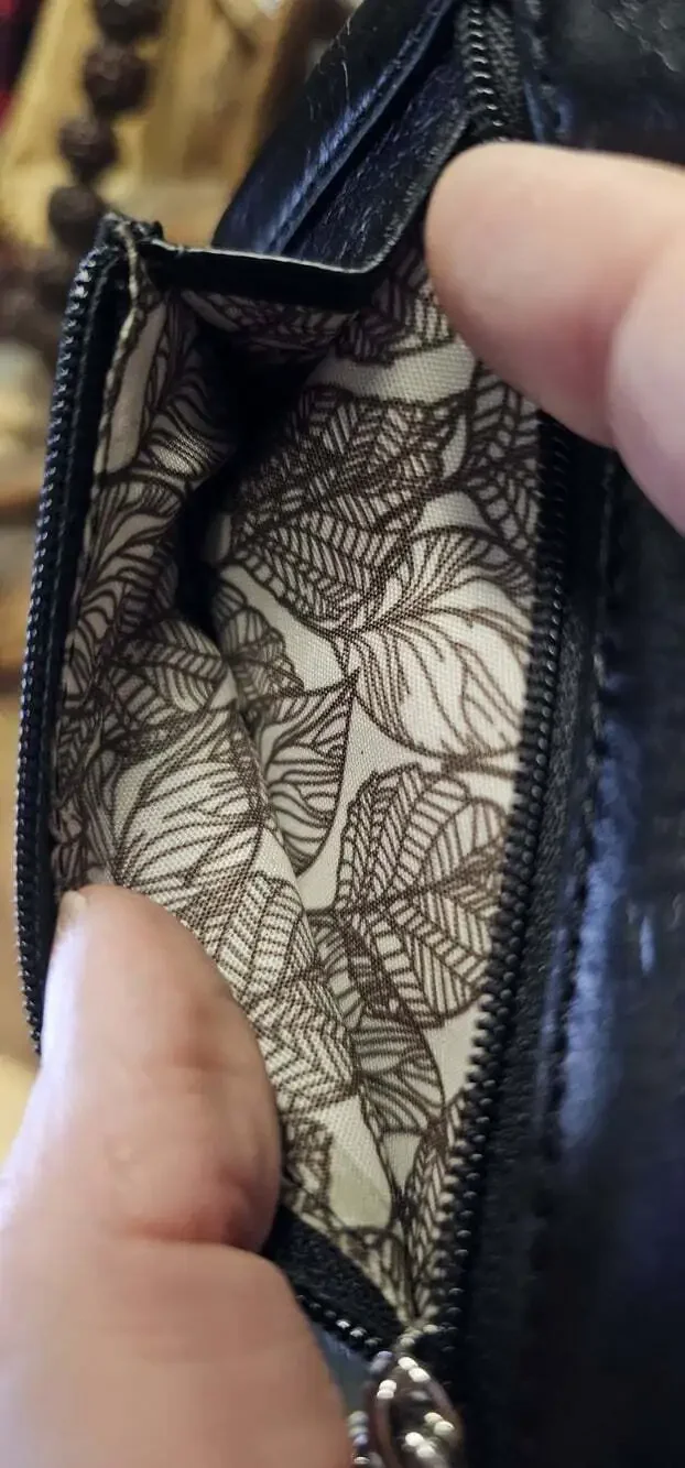 HOBO International Lacy Trifold Mini Wallet Black Vintage Leather NEW Minimalist